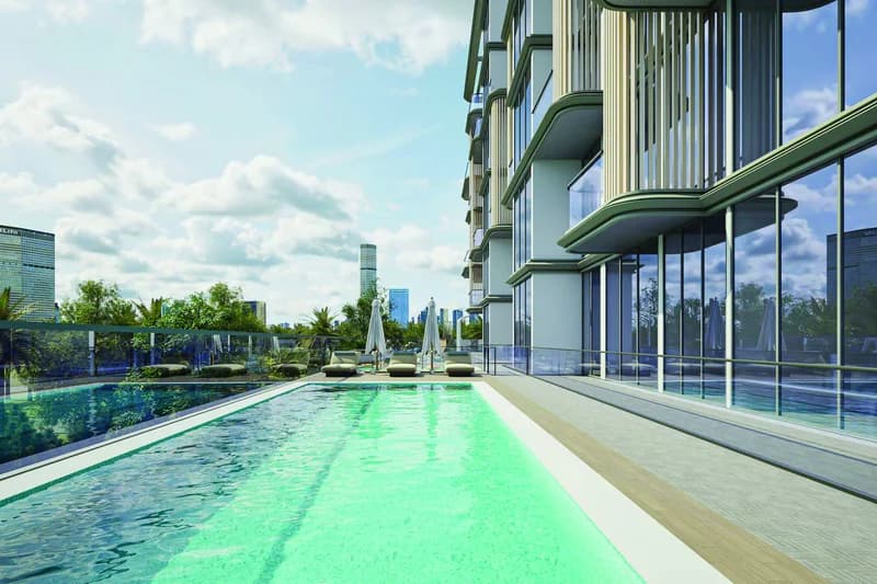 Floarea Breeze building beside the pool
