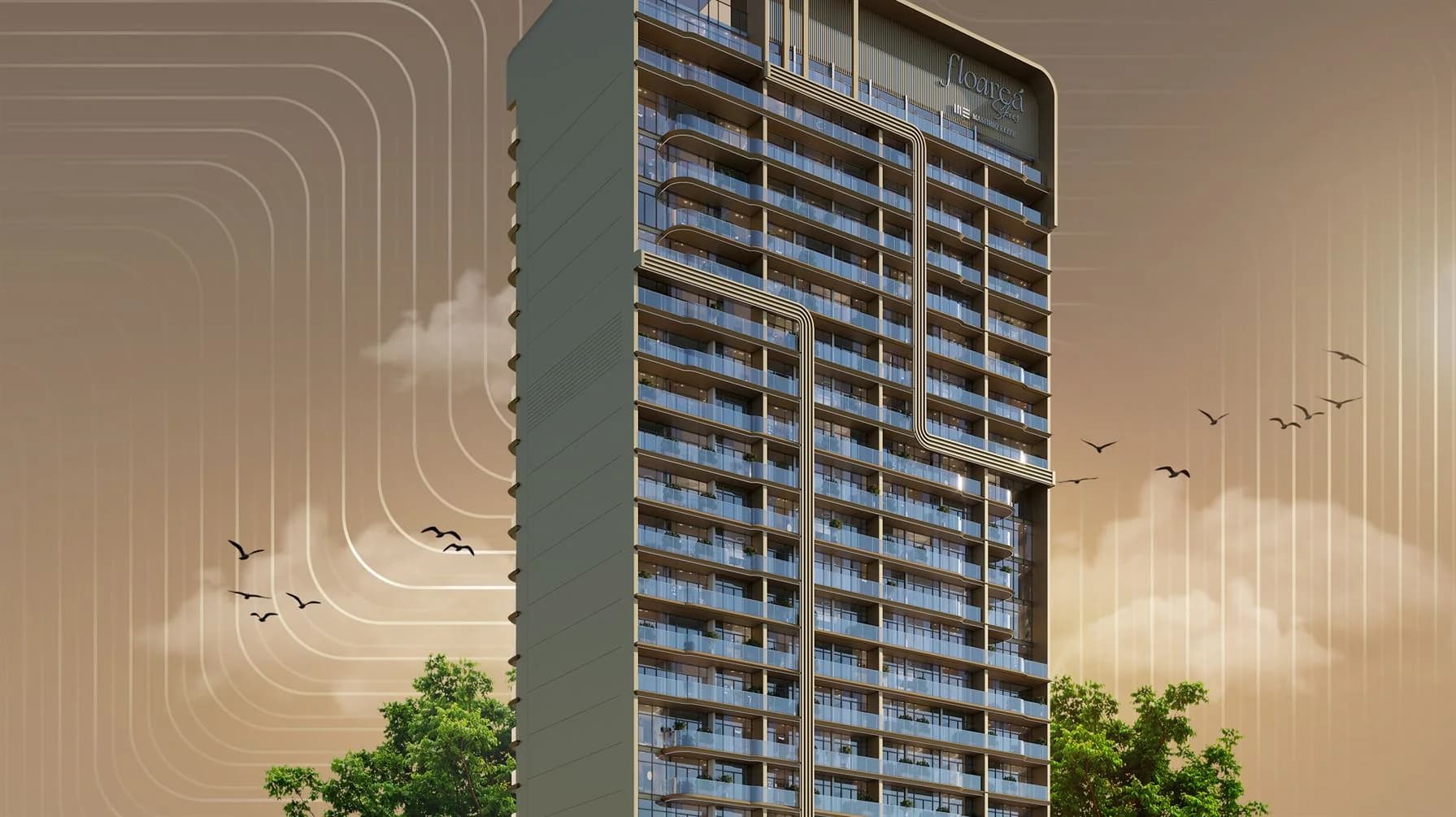 Floarea Skies residential tower exterior